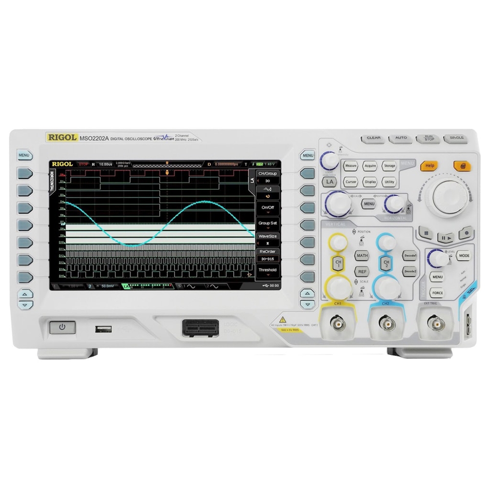 Rigol MSO2202A-S 200MHZ 2 KANAL MIXED SIGNAL DİJİTAL OSİLOSKOP Dahili 25 MHz 2 Kanal Sinyal Jeneratörlü