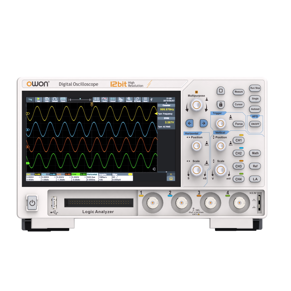 Owon ADS924A 250 MHz 4 Kanal 2 GSa/s 12 Bit Multi-fonksiyonel Dijital Osiloskop