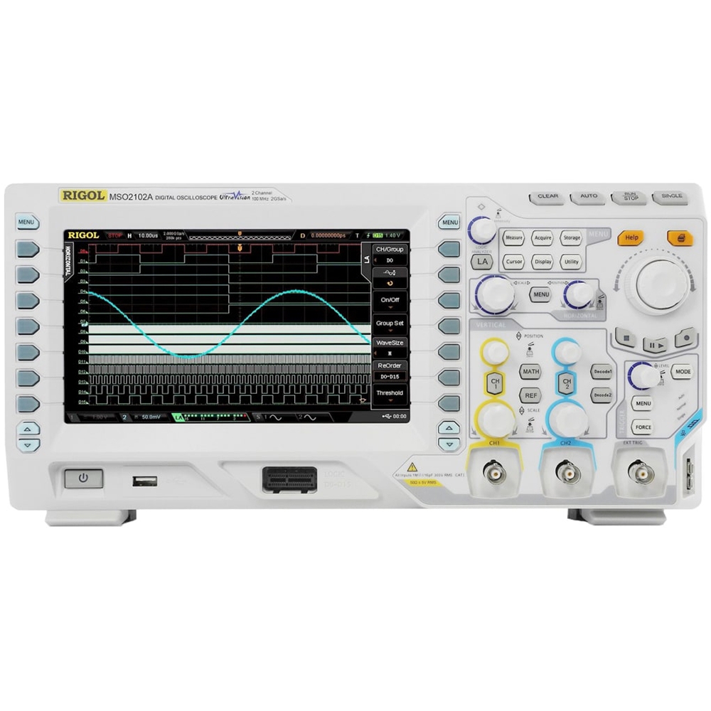 Rigol MSO2102A-S 100MHZ 2 KANAL MIXED SIGNAL DİJİTAL OSİLOSKOP Dahili 25 MHz 2 Kanal Sinyal Jeneratörlü