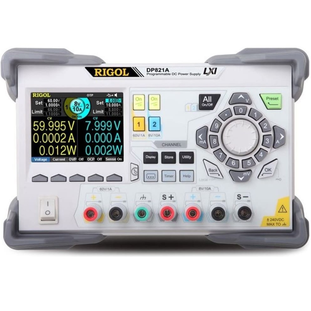 Rigol DP821A 140W  Çift Çıkışlı ( 60V / 1A  ve 8V / 10A) Programlanabilir DC Güç Kaynağı
