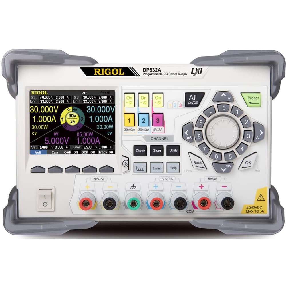 Rigol DP832A 195W 3 Çıkışlı  (+30 V / 3 A, +30 V / 3 A, +5 V / 3 A) Programlanabilir DC Güç Kaynağı